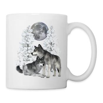 Wolf, Wölfe im Winter - Tasse - Weiß - Rechts