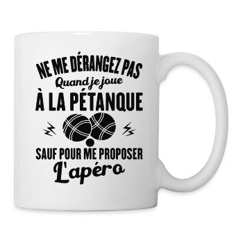 Cadeau Drôle Pour Amoureux De Pétanque Et Apéro - Mug blanc - blanc - Droite