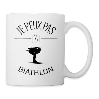 Je peux pas j'ai biathlon - Mug blanc - blanc - Droite