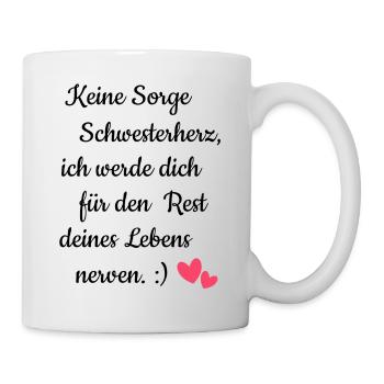 Beste Schwester Schwesterherz Weihnachten Geschenk - Tasse - Weiß - Rechts