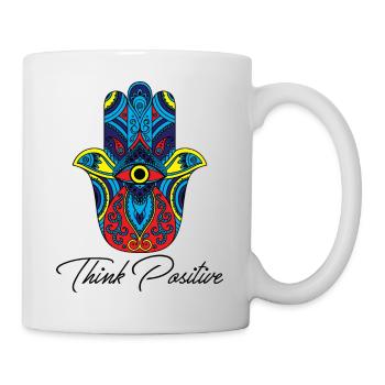hamsa hand fatima yoga think positive Geschenk - Tasse - Weiß - Rechts