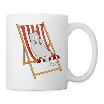 Lazy cat in beach chair - Mug - white - Right