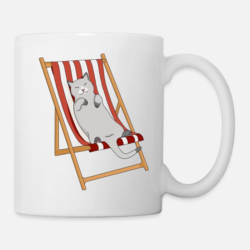 Chat paresseux en transat - Mug blanc - blanc