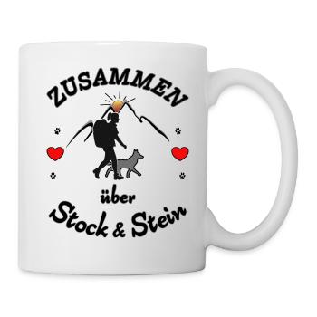 Frauchen Hund Wandern Gassi - Tasse - Weiß - Rechts