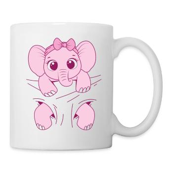 Babyelefant tragen Elefantenbaby rosa Baby Elefant - Tasse - Weiß - Rechts
