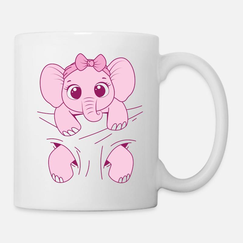 Bébé éléphant porter drôle rose bébé éléphant - Mug blanc - blanc