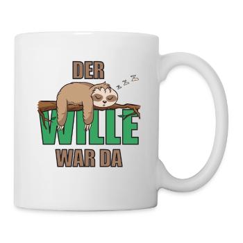 Faultier müde schlafen - Der Wille war da - Tasse - Weiß - Rechts
