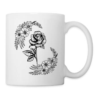 Rose, Blumen - Tasse - Weiß - Rechts