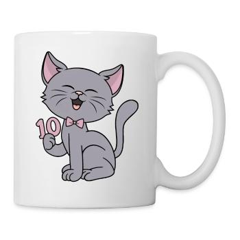 Fille de 10 ans drôle de chat 10ème anniversaire - Mug blanc - blanc - Droite