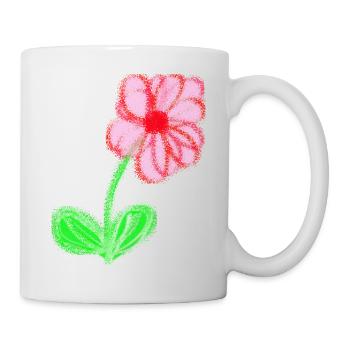 Fleur rouge peinte à la main pixel de fleur abstraite - Mug blanc - blanc - Droite