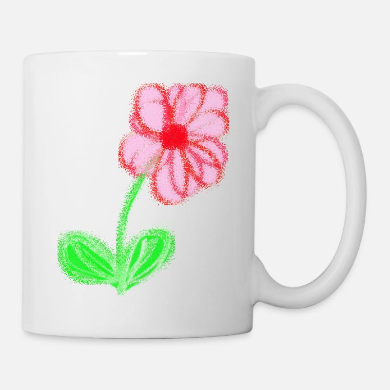 Fleur rouge peinte à la main pixel de fleur abstraite - Mug blanc - blanc