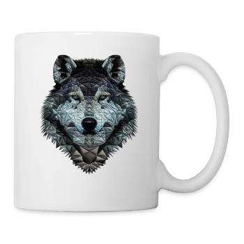 Wolf Kopf Polygon design ( Wolf fan Geschenk ) - Tasse - Weiß - Rechts