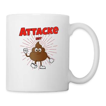 Attacke mit Kacke - Tasse - Weiß - Rechts