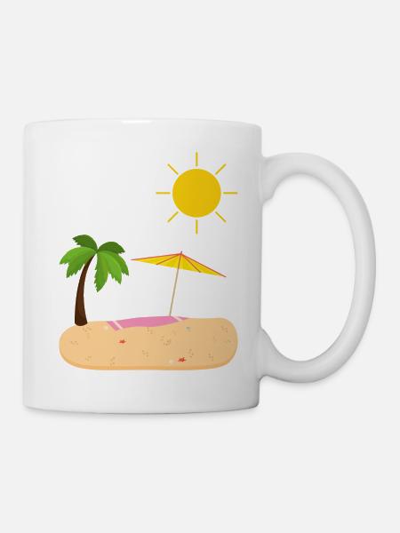 Été Plage Soleil Palmiers - Mug blanc - blanc