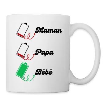 maman papa batterie faible- bébé cadeau cool - Mug blanc - blanc - Droite