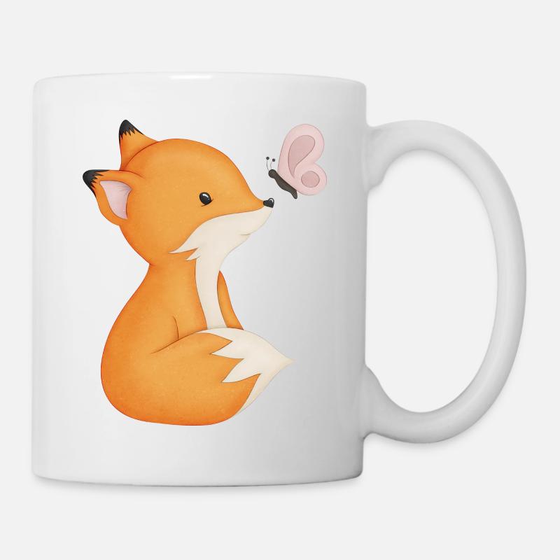 renard mignon avec papillon - Mug blanc - blanc