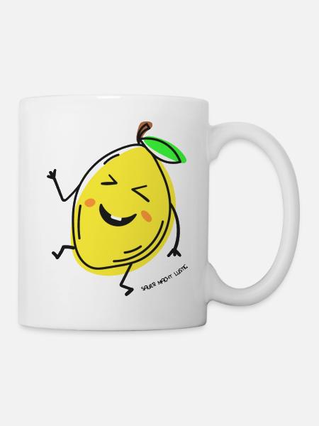 Zitrone Frucht Obst Spruch Sauer macht lustig Humo - Tasse - Weiß