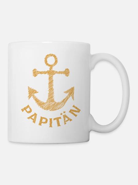 Papitän Anker Gekritzel Orange Geschenk - Tasse - Weiß