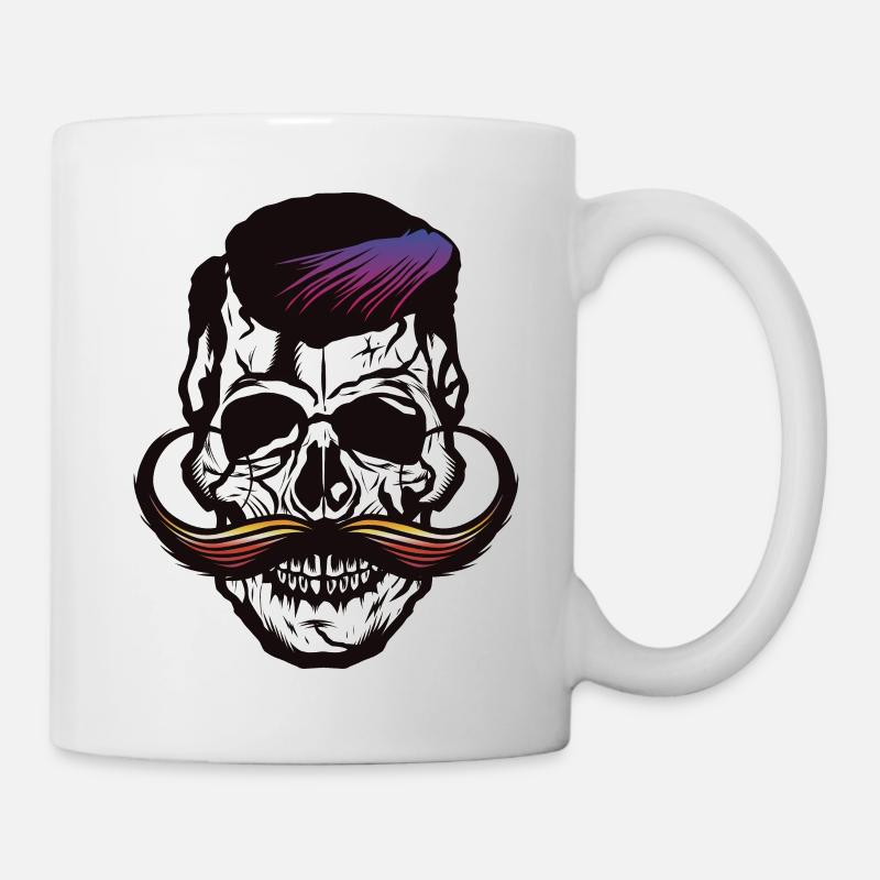 skull skull mustache mustache mustache hipster - Mug - white
