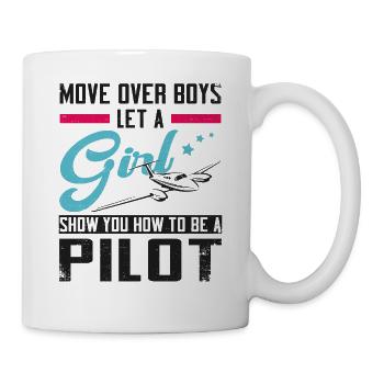 Airplane Pilot Girl Vintage Move - Tasse - Weiß - Rechts