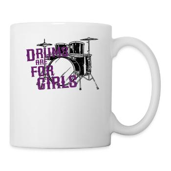 Drummer Drum Set Girl Vintage - Tasse - Weiß - Rechts