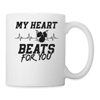 Drummer Drum Set Vintage Heart My - Tasse - Weiß - Rechts