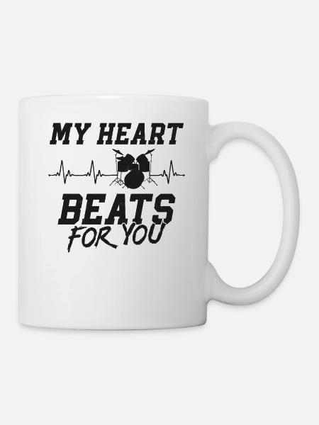 Drummer Drum Set Vintage Heart My - Mug - white
