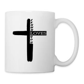 Jesus Loves You Kreuz Bibel Kirche Christus Glaube - Tasse - Weiß - Rechts
