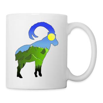 Ombre bouquetin montagnes - Mug blanc - blanc - Droite