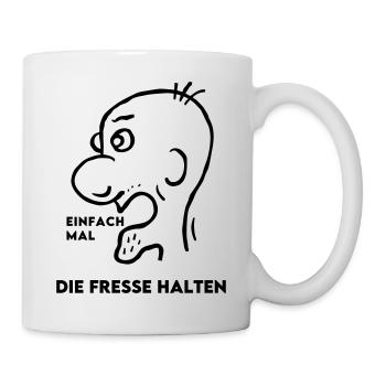 Mann Comic Wütend Böse Streit - Fresse halten - Tasse - Weiß - Rechts