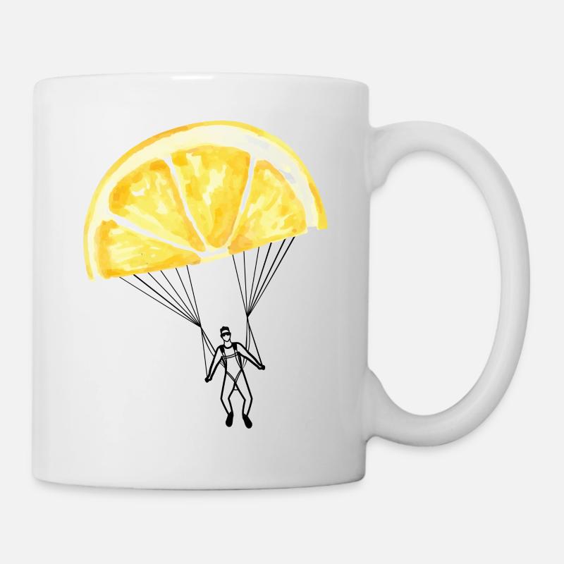 Drôle de citron Soleil d’été Parachute de parachutisme - Mug blanc - blanc