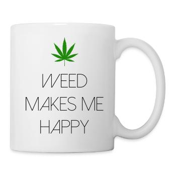 l’herbe me rend heureux cannabis marijuana - Mug blanc - blanc - Droite