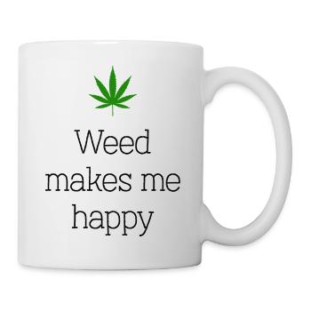l’herbe me rend heureux cannabis marijuana - Mug blanc - blanc - Droite