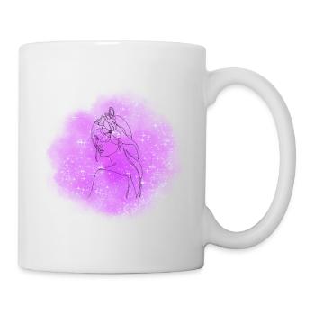 Pretty woman with flowers in her hair - Mug - white - Right