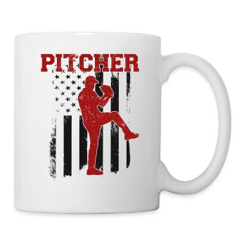 Baseball Fan Pitcher Vintage - Tasse - Weiß - Rechts