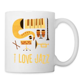 i love jazz instruments drawing surface 1 - Mug - white - Right