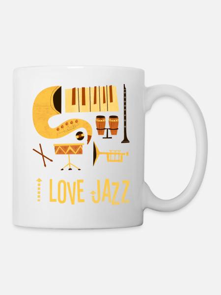 J’adore les instruments de jazz qui dessinent la surface 1 - Mug blanc - blanc