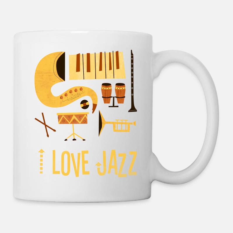 J’adore les instruments de jazz qui dessinent la surface 1 - Mug blanc - blanc