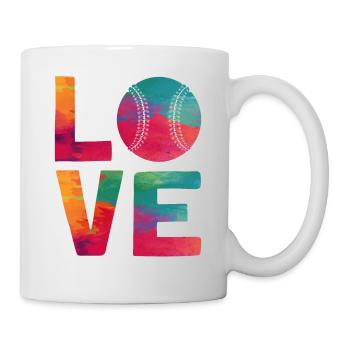 Baseball Fan Watercolor Love - Tasse - Weiß - Rechts