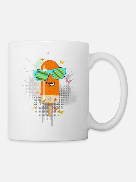 Eis am Stiel Sommerhitze coole Sonnenbrille lecker - Tasse - Weiß