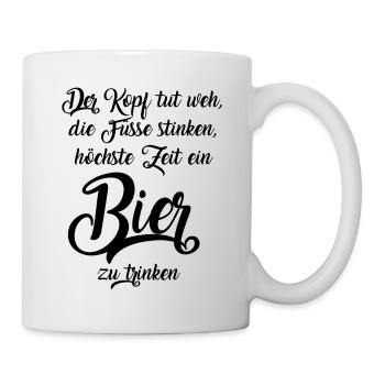höchste Zeit ein Bier zu trinken - Tasse - Weiß - Rechts