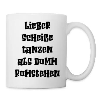 Party tanzen feiern fiesta lustiger Spruch Schrift - Tasse - Weiß - Rechts