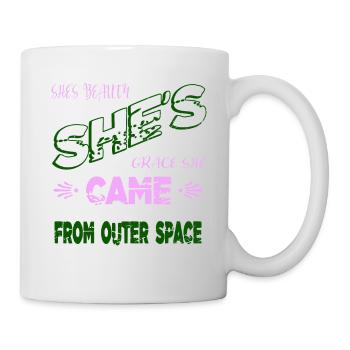alien loving kid present aliens - Tasse - Weiß - Rechts