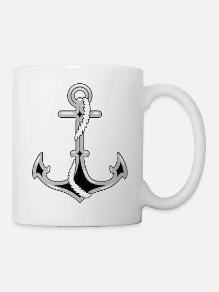 Stilisierter Anker - Tasse - Weiß
