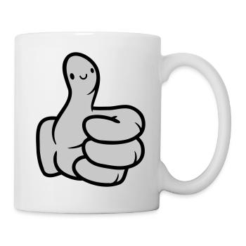 Gesicht Comic Hand Daumen - Tasse - Weiß - Rechts