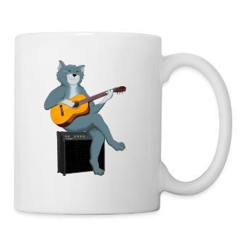 CAT PLAYING ACOUSTIC GUITAR - Mug - white - Right