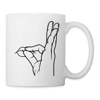 Handgeste Lob Mund küssen - Tasse - Weiß - Rechts