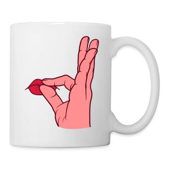 Lob Mund küssen Handgeste - Tasse - Weiß - Rechts