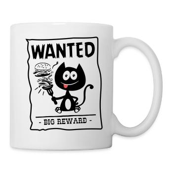 Wanted, greedy cat sought! humor cat! - Mug - white - Right