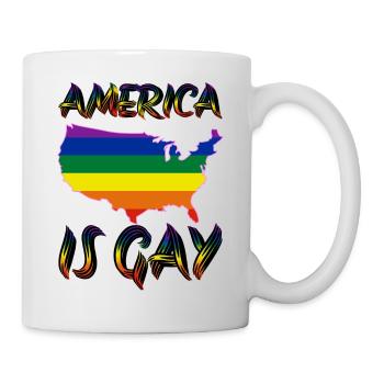pride america queer schwul lesbisch liebe bi trans - Tasse - Weiß - Rechts